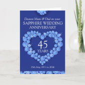 Sapphire bruiloft trouwdag mum and dad card kaart (Voorkant)