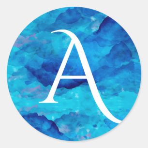 Sapphire Cloud Bold Monogram Ronde Sticker