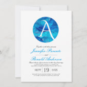 Sapphire Cloud Window Monogram Weddenschap Kaart (Voorkant)