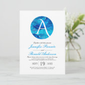 Sapphire Cloud Window Monogram Weddenschap Kaart (Staand voorkant)