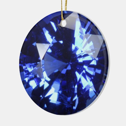 Sapphire Dark Blue Gemstone September Birthstone Keramisch Ornament (Links)