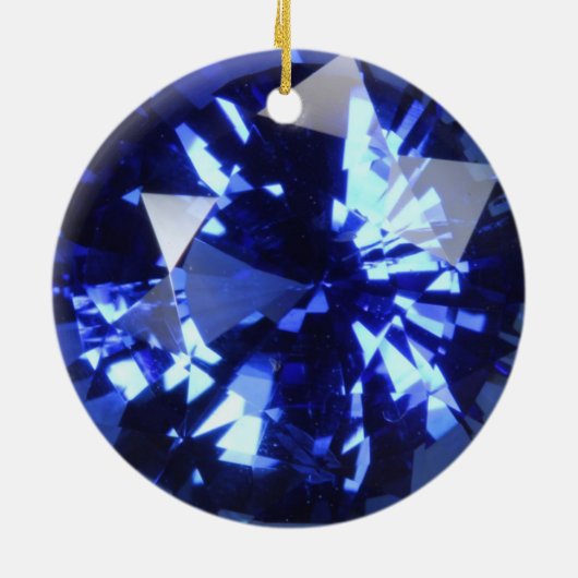 Sapphire Dark Blue Gemstone September Birthstone Keramisch Ornament (Achterkant)