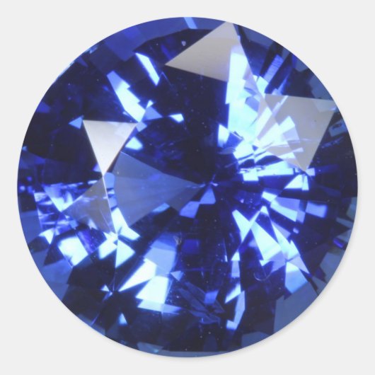 Sapphire Dark Blue Gemstone September Birthstone Ronde Sticker (Voorkant)