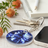 Sapphire Dark Blue Gemstone September Birthstone Sleutelhanger (Voorkant Rechts)