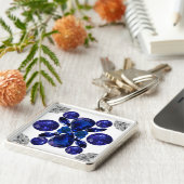 Sapphire Diamond Gemstone Art Blue Sleutelhanger (Zijkant)