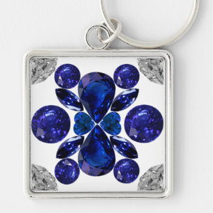 Sapphire Diamond Gemstone Art Blue Sleutelhanger