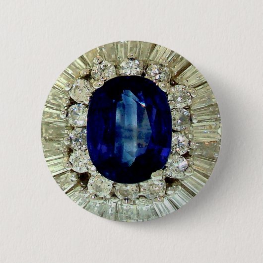 Sapphire Diamonds  Costume Jewelry Brooch Ronde Button 5,7 Cm (Voorkant)