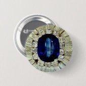 Sapphire Diamonds  Costume Jewelry Brooch Ronde Button 5,7 Cm (Voorkant /achterkant)