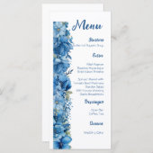 Sapphire Elegance Blauw en Wit Bruiloft Menu (Voorkant / Achterkant)