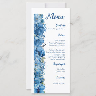 Sapphire Elegance Blauw en Wit Bruiloft Menu