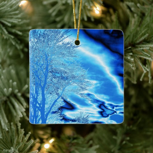 Sapphire en Iced Blue Stormy Sky Keramisch Ornament (Boom)