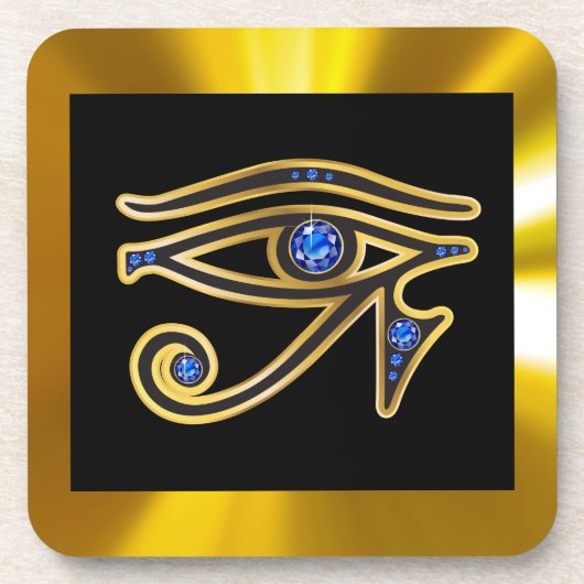 Sapphire Eye of Ra in Gold Cork Onderzetter (Voorkant)