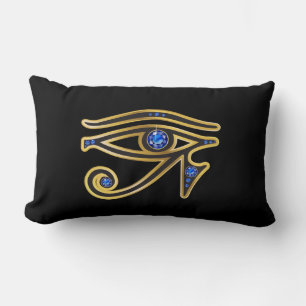 Sapphire Eye of Ra in Gold Neck Pillow Kussen