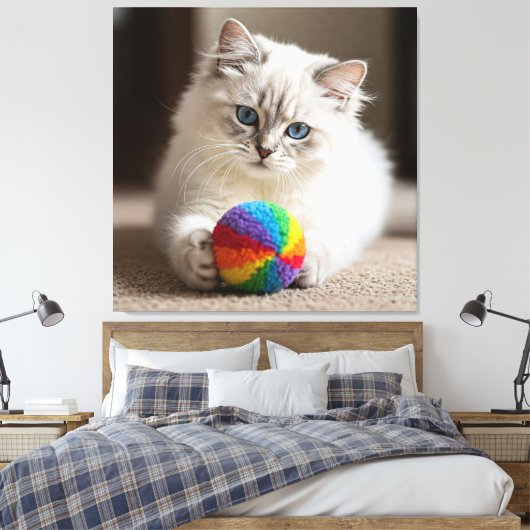 Sapphire Eyes en kleurrijk plezier Canvas Afdruk (Insitu (Slaapkamer))