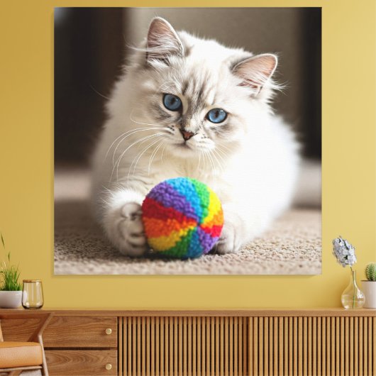 Sapphire Eyes en kleurrijk plezier Canvas Afdruk (Insitu (Woonkamer))