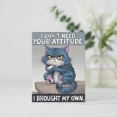 Sapphire Feline Perched op Houten Perch Briefkaart (Staand voorkant)