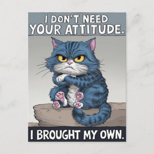 Sapphire Feline Perched op Houten Perch Briefkaart (Voorkant)