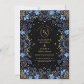 Sapphire Floral Celestial Wedding Kaart (Voorkant)
