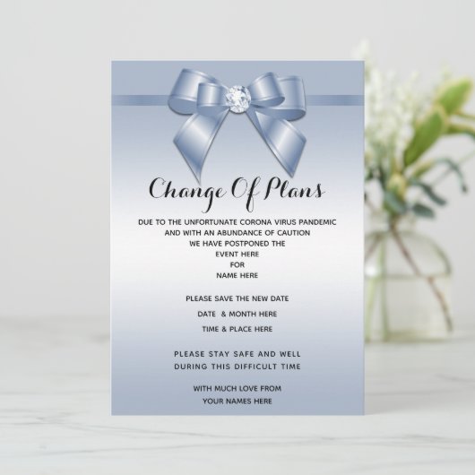 Sapphire Gem Bow & Lint Verandering van plan Kaart (Staand voorkant)