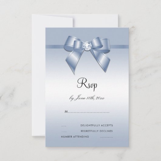 Sapphire Gem Bow & Ribbon 45e bruiloft Jubileum RSVP Kaartje (Voorkant)