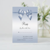 Sapphire Gem Bow & Ribbon 45e bruiloft Jubileum RSVP Kaartje (Staand voorkant)
