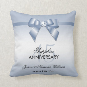 Sapphire Gem Bow & Ribbon 45th Wedding Jubileum Kussen