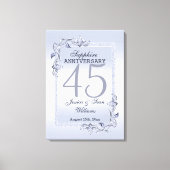 Sapphire Gem & Glitter 45th Wedding Jubileum Canvas Afdruk (Voorkant)