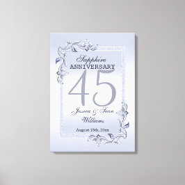 Sapphire Gem & Glitter 45th Wedding Jubileum Canvas Afdruk
