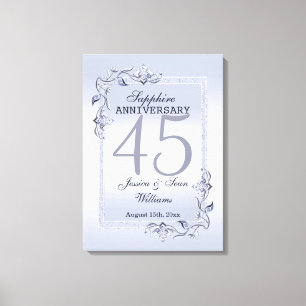 Sapphire Gem & Glitter 45th Wedding Jubileum Canvas Afdruk