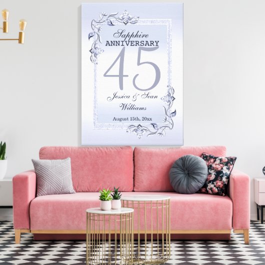 Sapphire Gem & Glitter 45th Wedding Jubileum Canvas Afdruk (Insitu (Woonkamer))