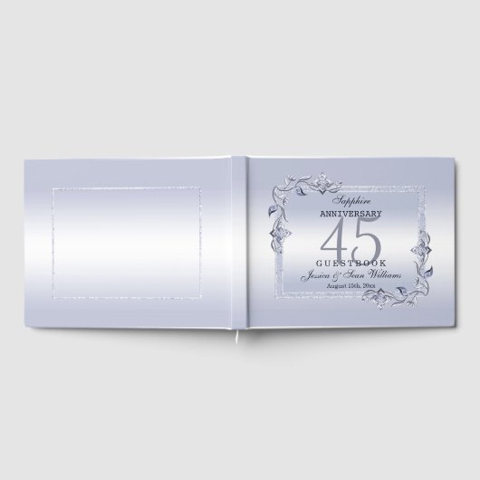 Sapphire Gem & Glitter 45th Wedding Jubileum Gastenboek (Volledig)