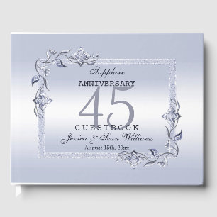 Sapphire Gem & Glitter 45th Wedding Jubileum Gastenboek