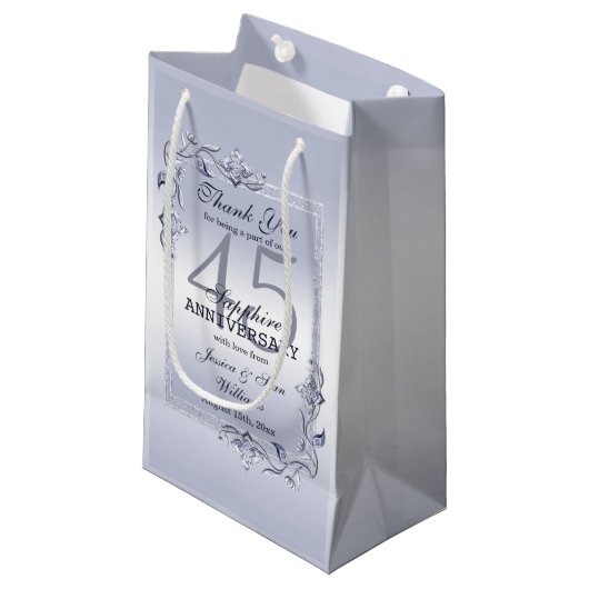 Sapphire Gem & Glitter 45th Wedding Jubileum Klein Cadeauzakje (Voorkant Gekanteld)
