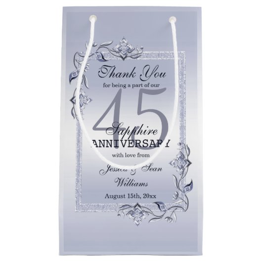 Sapphire Gem & Glitter 45th Wedding Jubileum Klein Cadeauzakje (Voorkant)