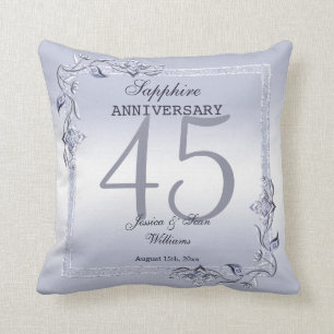 Sapphire Gem & Glitter 45th Wedding Jubileum Kussen