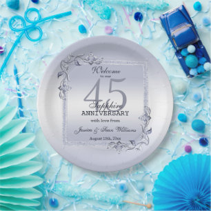Sapphire Gem & Glitter 45th Wedding Jubileum Papieren Bordje