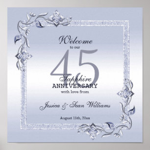 Sapphire Gem & Glitter 45th Wedding Jubileum Poster