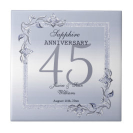 Sapphire Gem & Glitter 45th Wedding Jubileum Tegeltje