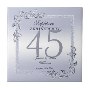 Sapphire Gem & Glitter 45th Wedding Jubileum Tegeltje