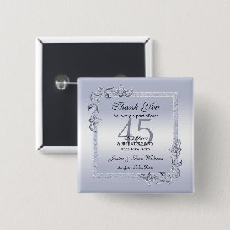 Sapphire Gem & Glitter 45th Wedding Jubileum Vierkante Button 5,1 Cm