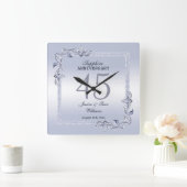 Sapphire Gem & Glitter 45th Wedding Jubileum Vierkante Klok (Huis)