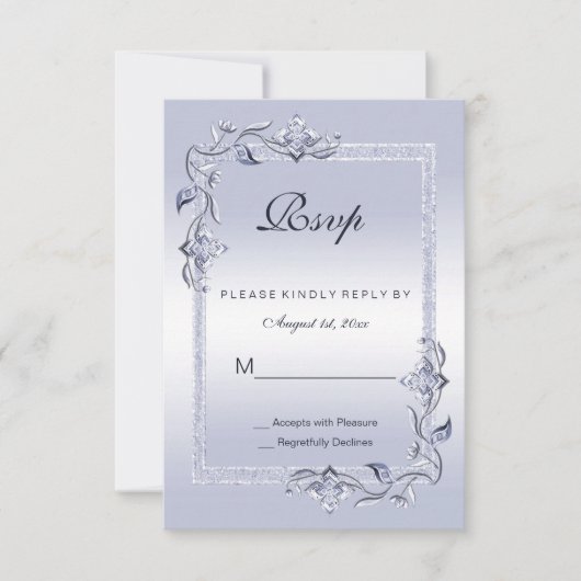 Sapphire Gem & Glitter 45th Wedding RSVP (Voorkant)