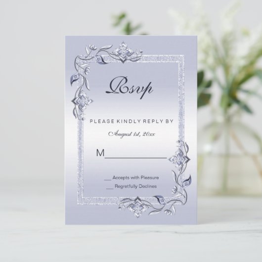 Sapphire Gem & Glitter 45th Wedding RSVP (Staand voorkant)