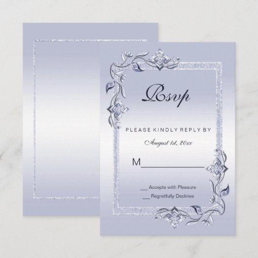 Sapphire Gem & Glitter 45th Wedding RSVP (Voorkant / Achterkant)