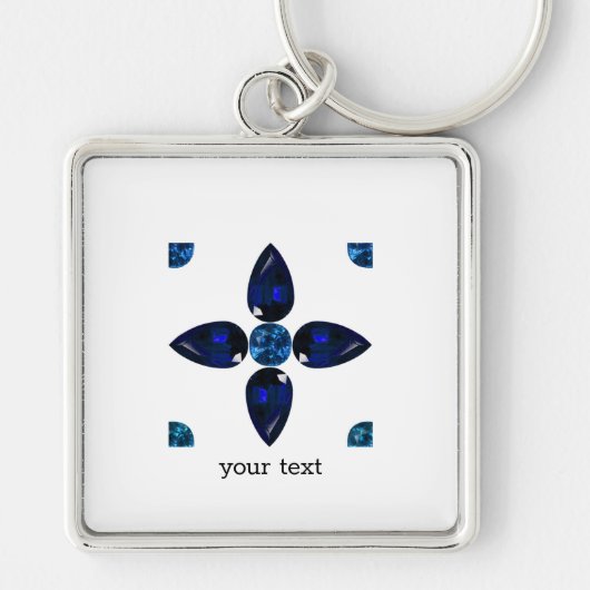 Sapphire Gemstone Art, Blue Sleutelhanger (Voorkant)