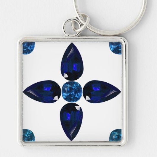 Sapphire Gemstone Art, Blue Sleutelhanger (Voorkant)