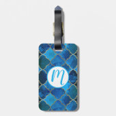 Sapphire Gemstone & Gold Moroccan Tegel Pattern Bagagelabel (Achterkant verticaal)
