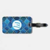 Sapphire Gemstone & Gold Moroccan Tegel Pattern Bagagelabel (Achterkant horizontaal)