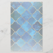 Sapphire Gemstone & Gold Moroccan Tegel Pattern Briefpapier (Voorkant)