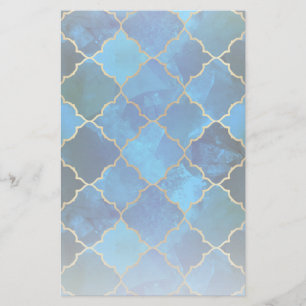 Sapphire Gemstone & Gold Moroccan Tegel Pattern Briefpapier